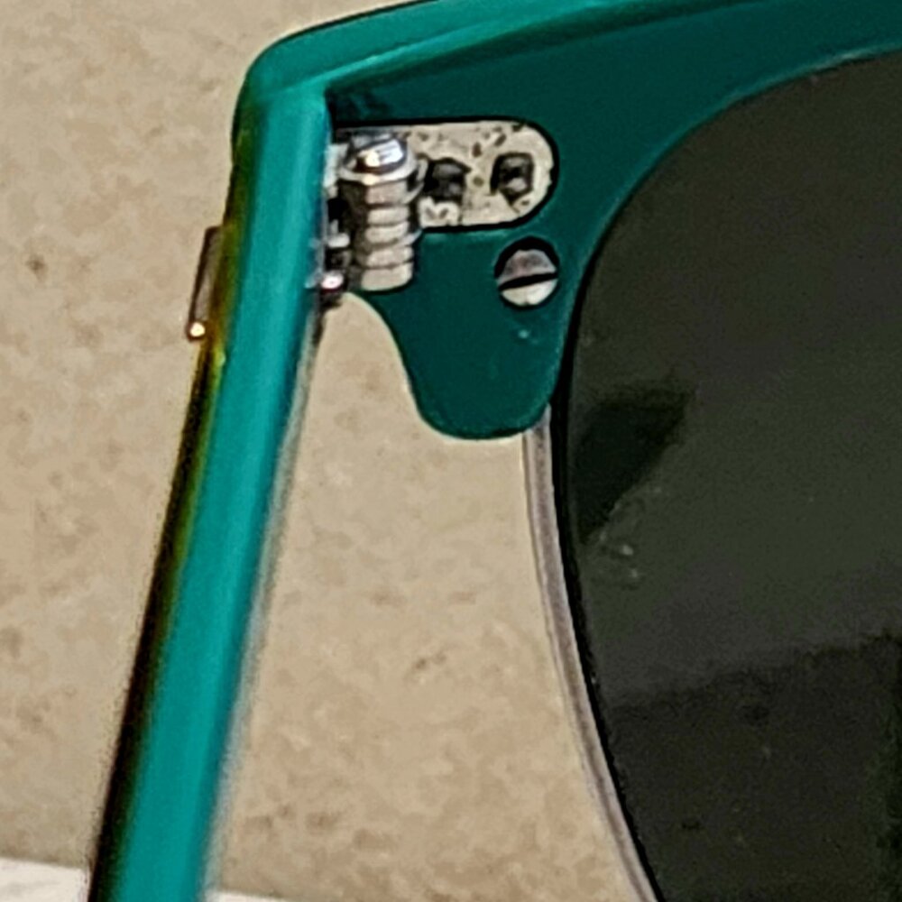 Genuine Ray-Ban RB3106 Clubmaster w/ Black Frame over Silver w/ Green Temples - Picture 5 of 7